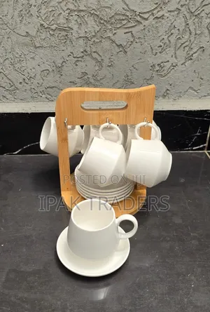 *12pc Unique Cappuccino Cups With Bamboo Stand* (Code2)