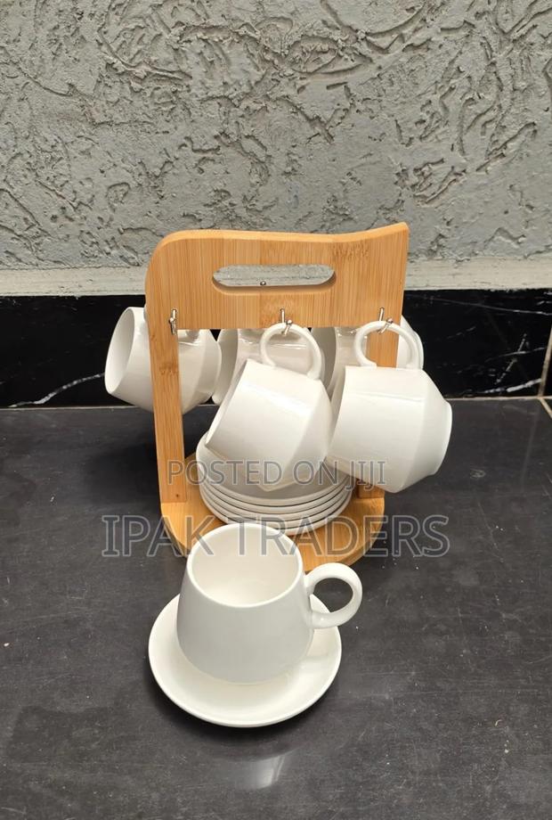 *12pc Unique Cappuccino Cups With Bamboo Stand* (Code2)