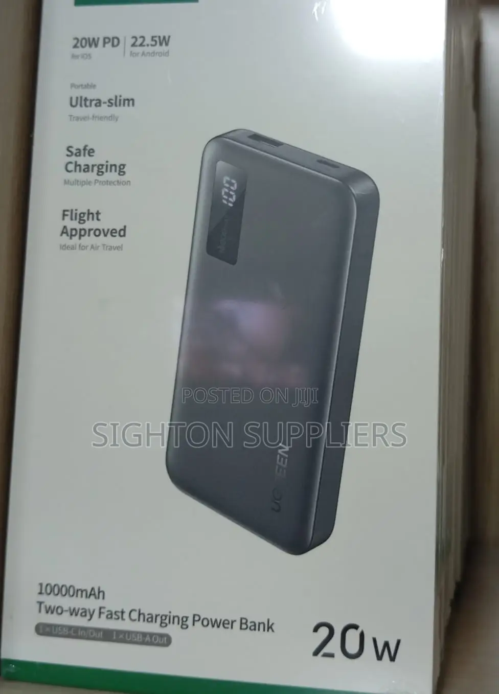 Ugreen 10000mah 20w Two-Way Fast Charging Power Bank Black