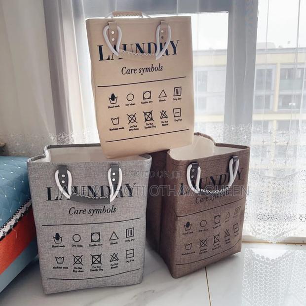 *Collapsible Large Hamper Laundry Basket With Leather Handles - main view