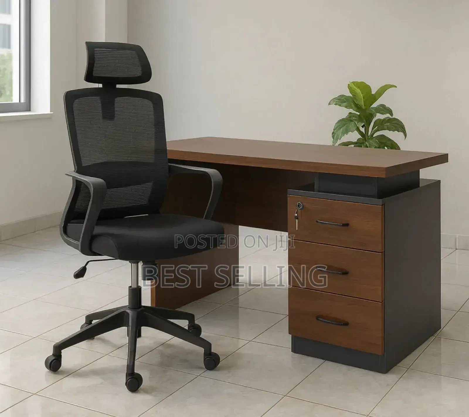 Brown Executive Office Desk and Chair