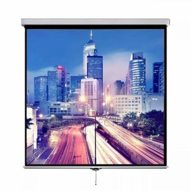 150×150 Manual Projector Screen – Smooth Pull-Down,Super Clear Display - main view