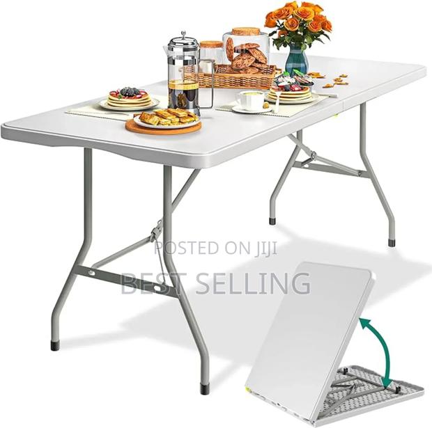 Presented White Rectangular Folderable Table