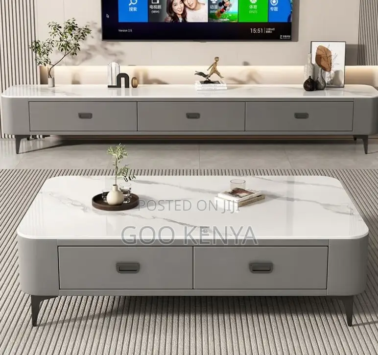Home Table; Designer MDF Coffee Table With Tempered Glass Surface