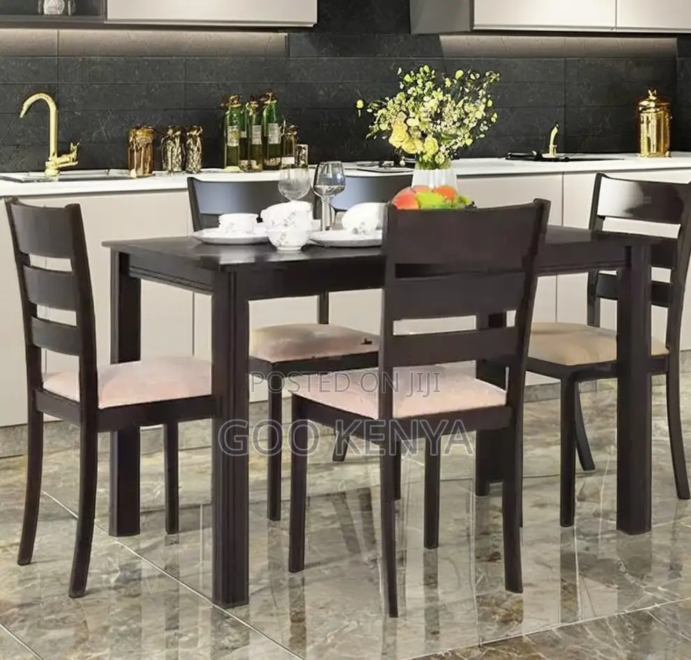 Home Dining Set; Wood Mahogany Dining Set of 6 With Rectangular Table