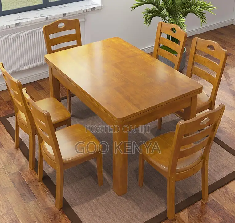 Home Dining Set; Wood Mahogany Dining Set of 6 With Rectangular Table