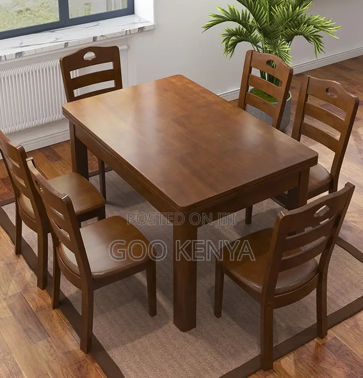 Home Dining Set; Wood Mahogany Dining Set of 6 With Rectangular Table