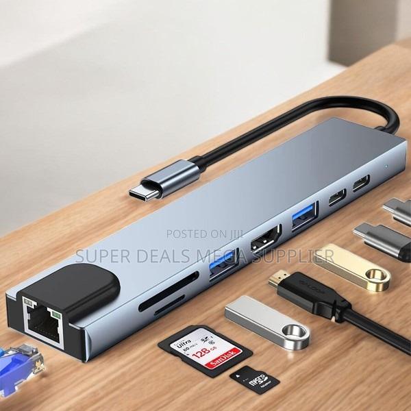 Usb C Hub 8-in-1 Adapter With Hdmi , Ethernet, Usb and Pd Charging