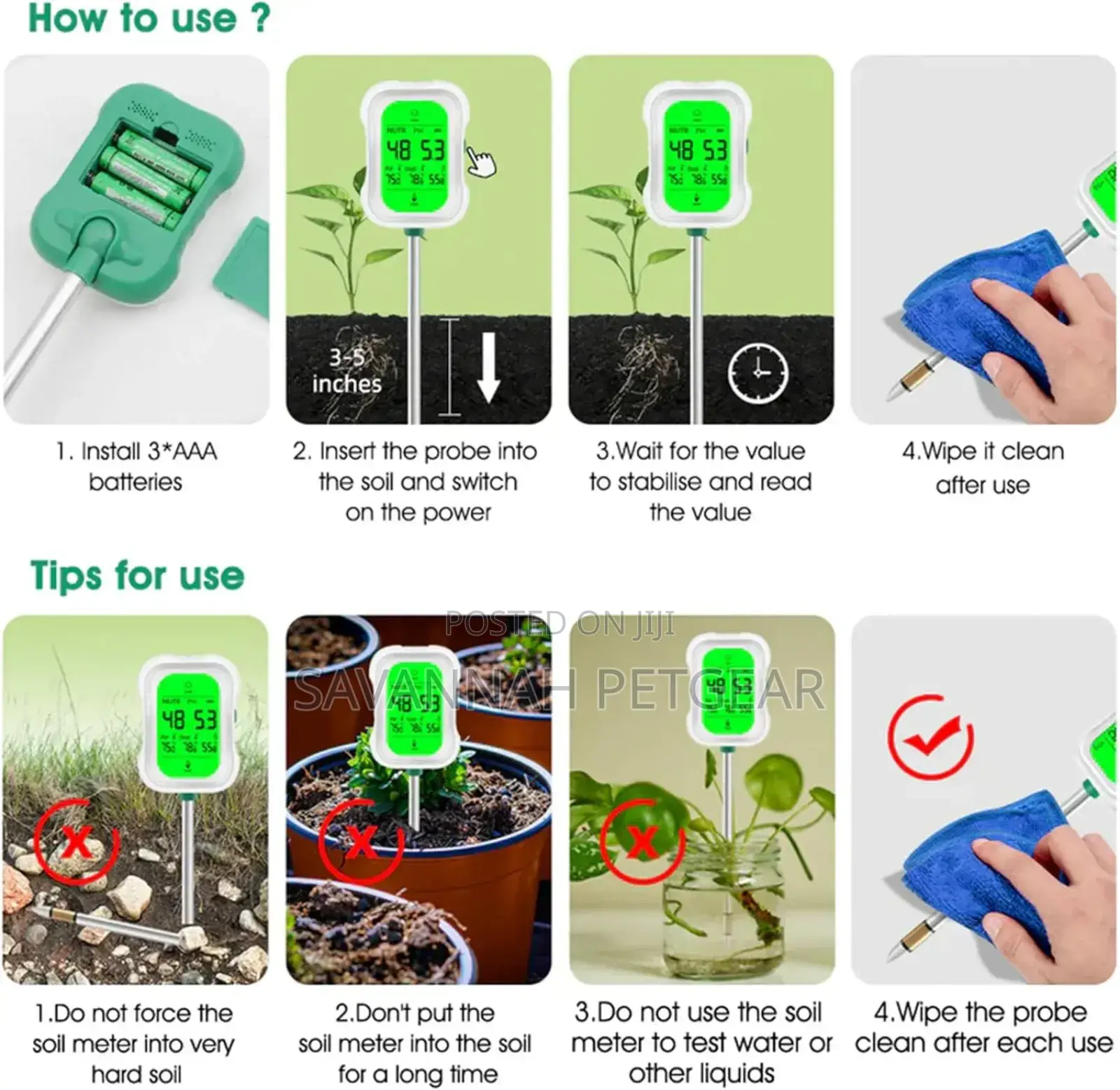 7-in-1 Digital Ph Meter for Soil Testing | Accurate Soil Moisture, Ph