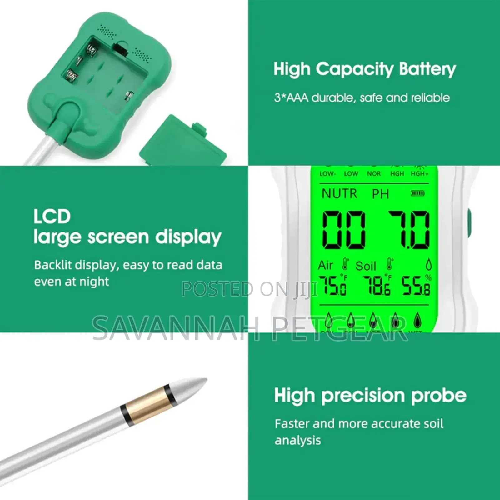 7-in-1 Digital Ph Meter for Soil Testing | Accurate Soil Moisture, Ph