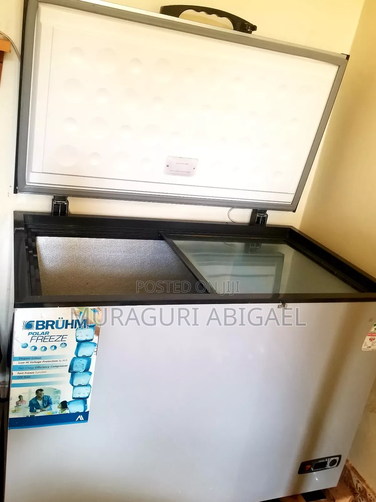 Bruhm 390l Glass Sliding Top Freezer
