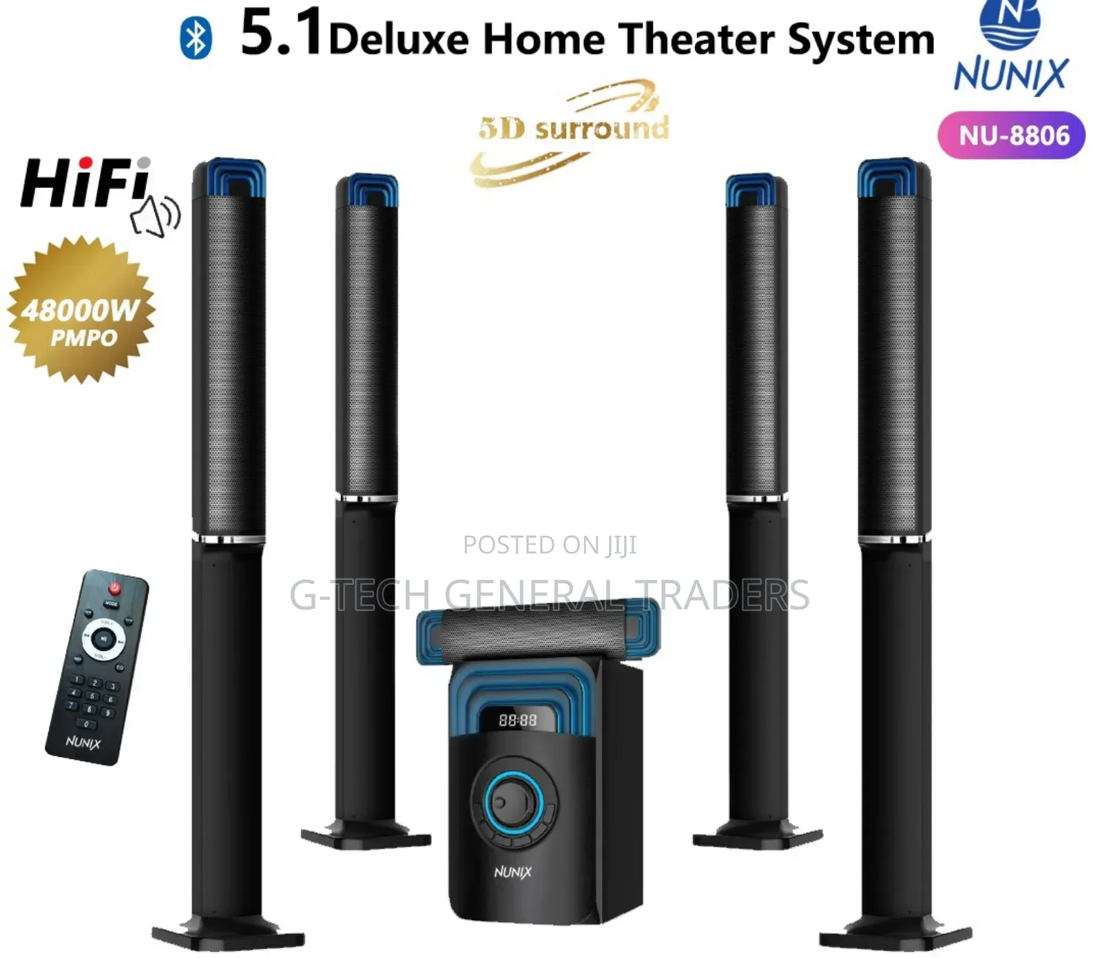 Nunix 5.1ch Home Theater System 48000w Nu-8806