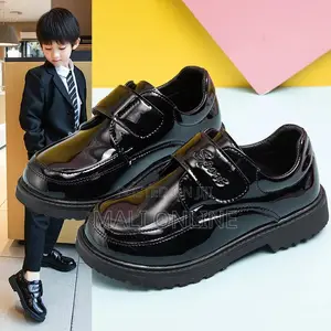 Boys Girls Black Patent Leather School Shoes Kids' Oxford Loafers