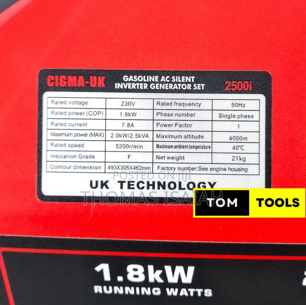 Cigma Uk 2500i 2.5kva Ac Silent Inverter Generator - thumbnail 9