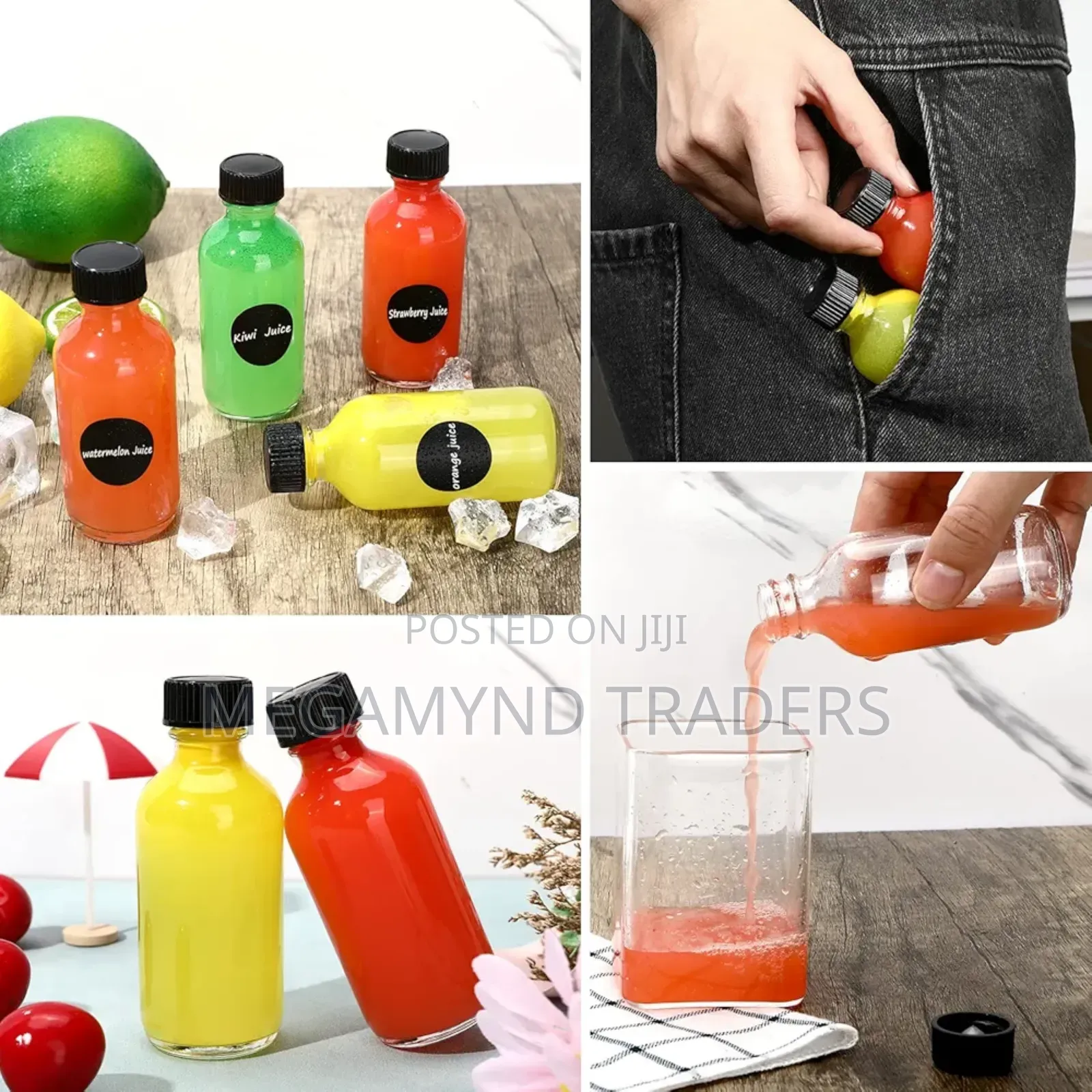 12pc Mini Glass Bottle With Lid 60 Ml / Wellness Ginger Shots