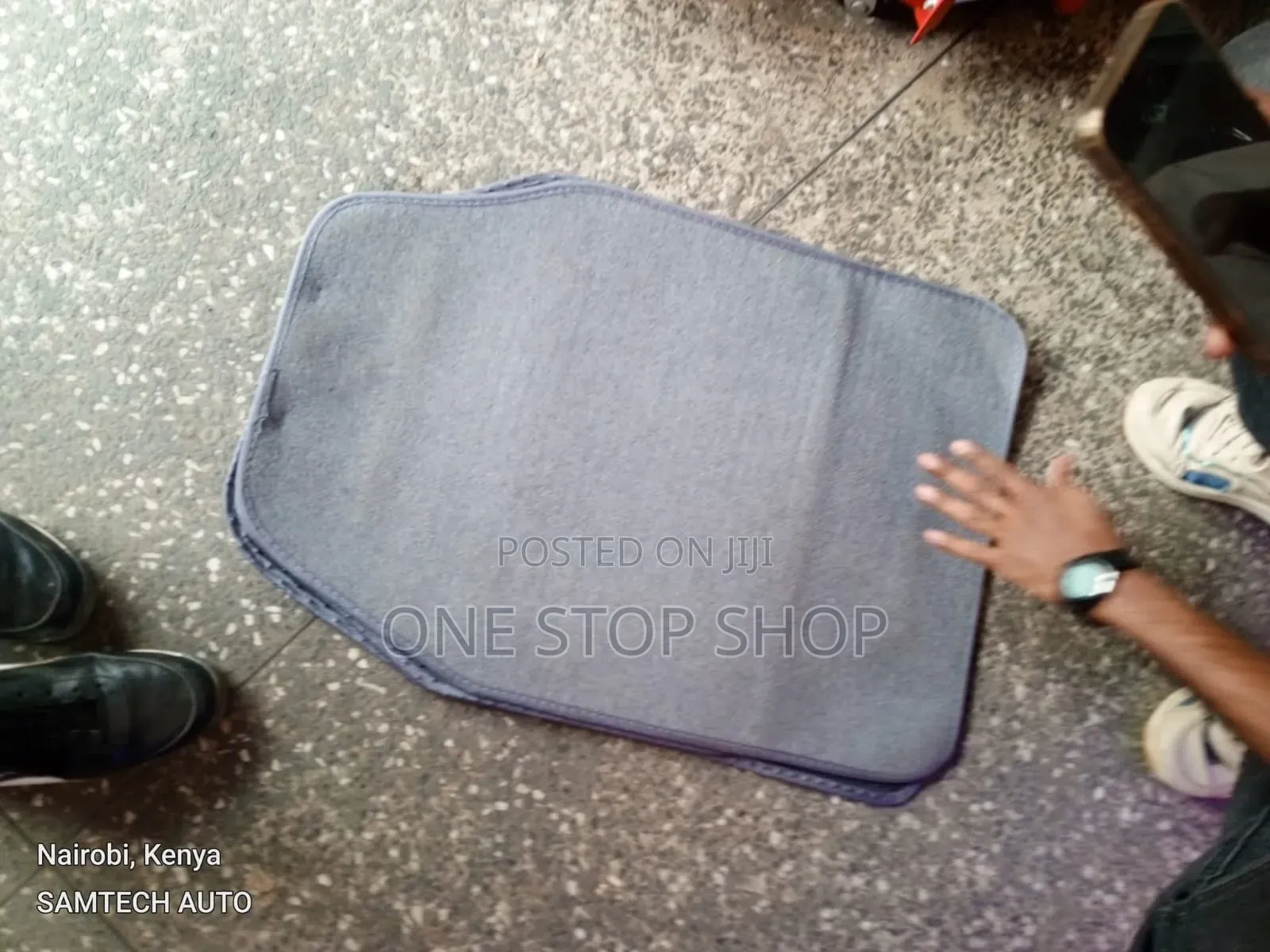 5 Seater Grey Fabric Woolen 5pc Carpet Floor Mats