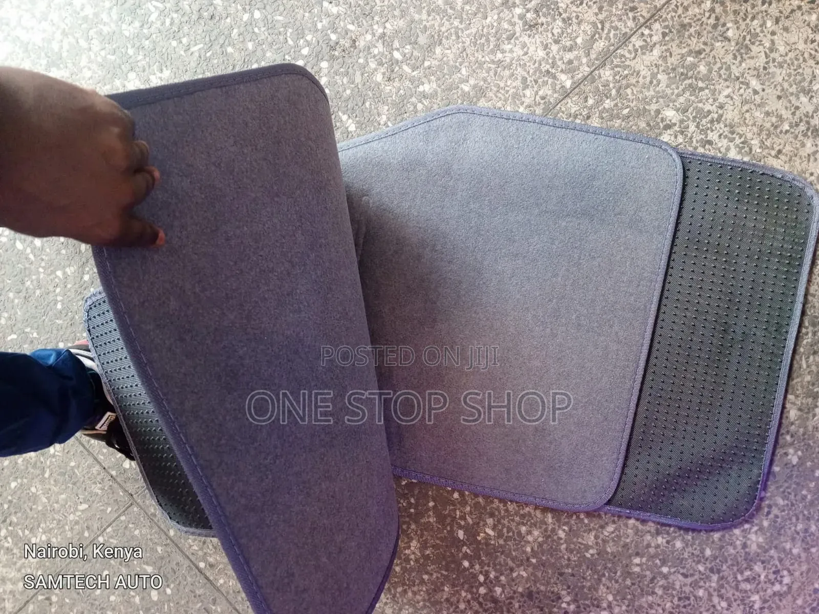5 Seater Grey Fabric Woolen 5pc Carpet Floor Mats