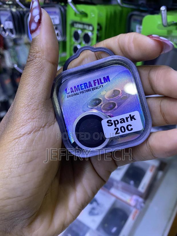 Etechnic Camera Glass Lens Protector Ring for Tecno Spark 20c -Silver - thumbnail 2