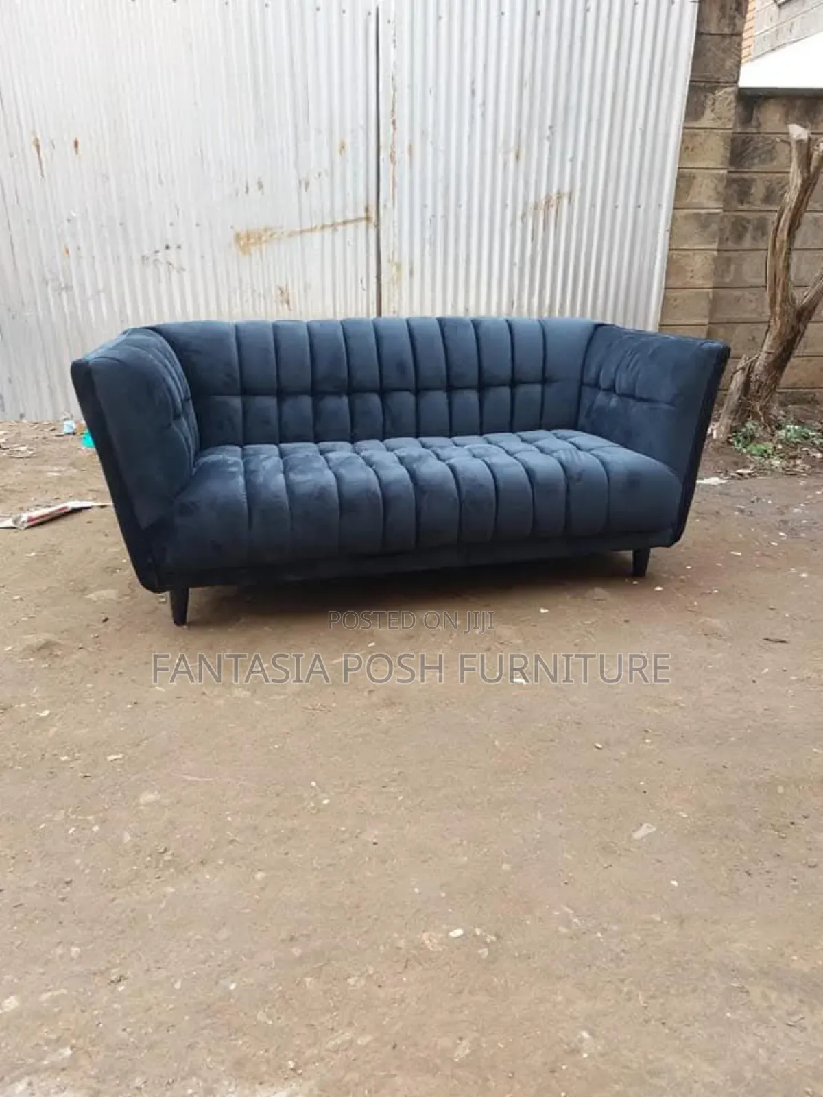 2 Seater Navy Velvet Sofa - Free Delivery