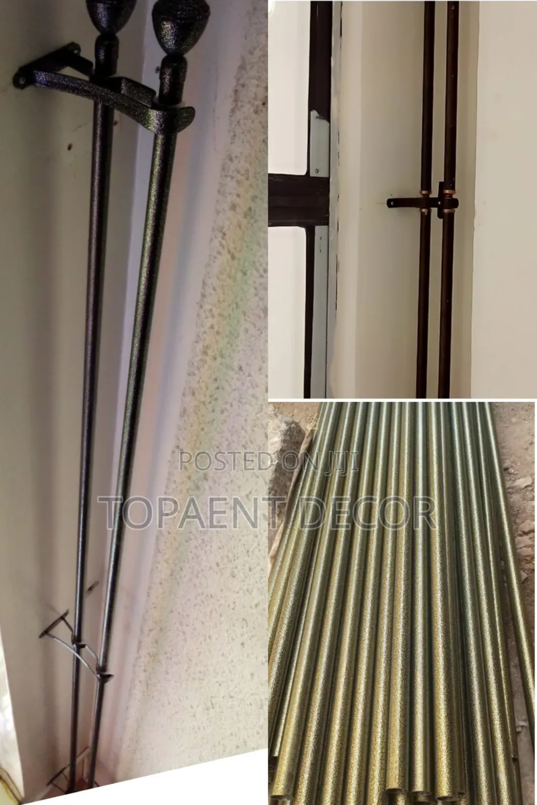 Antic Gold And Black Heavy Duty Powder Coated Curtain Rods