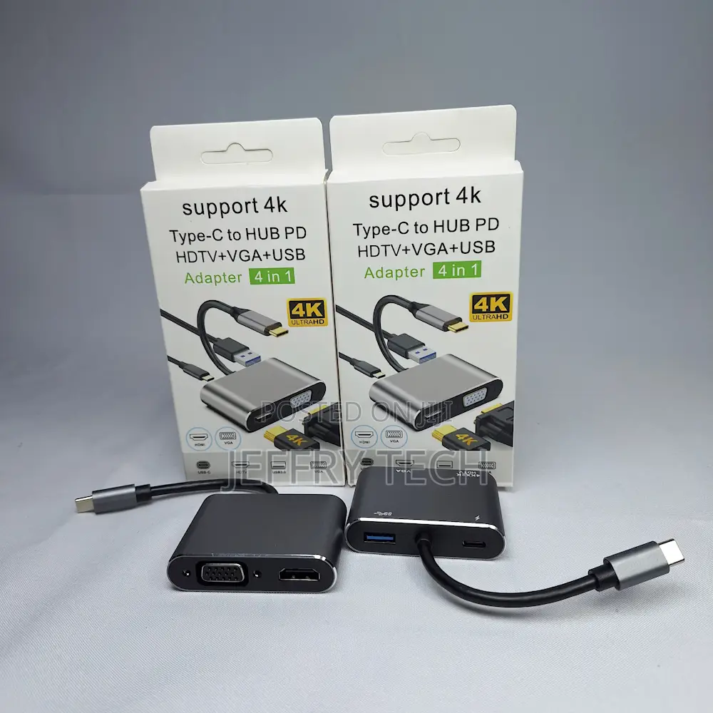Type C Hub 4 in 1 Ports( Hdmi Usb Ports Type C Port Vga Port)