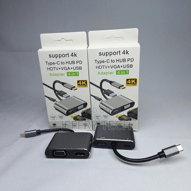 Type C Hub 4 in 1 Ports( Hdmi Usb Ports Type C Port Vga Port)