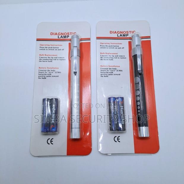 Diagnostic Lamp Medical Pen Torch Light With Battery Black Silver Aaa - thumbnail 3