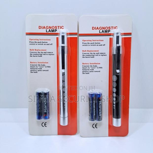 Diagnostic Lamp Medical Pen Torch Light With Battery Black Silver Aaa - thumbnail 4