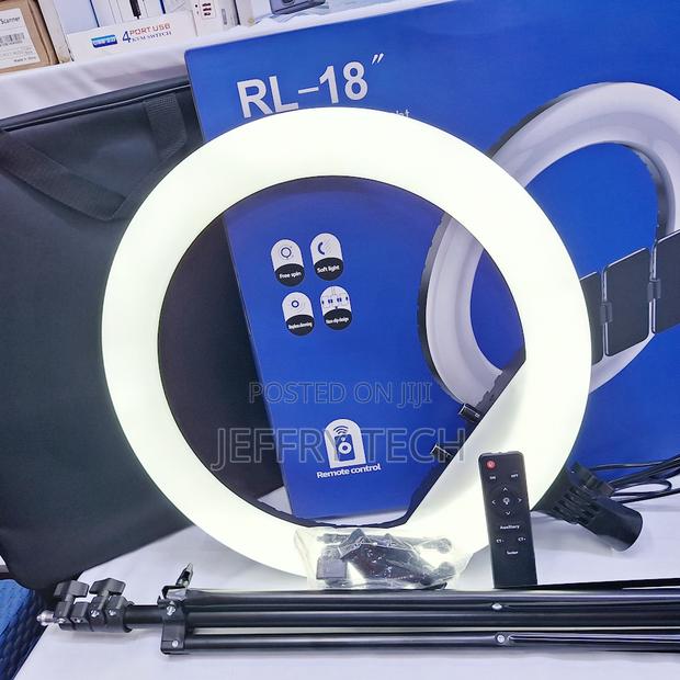 18 Inch 3 Mode Ring Light With 3 Phone Holder Bag, Remote and 2.2m Tri