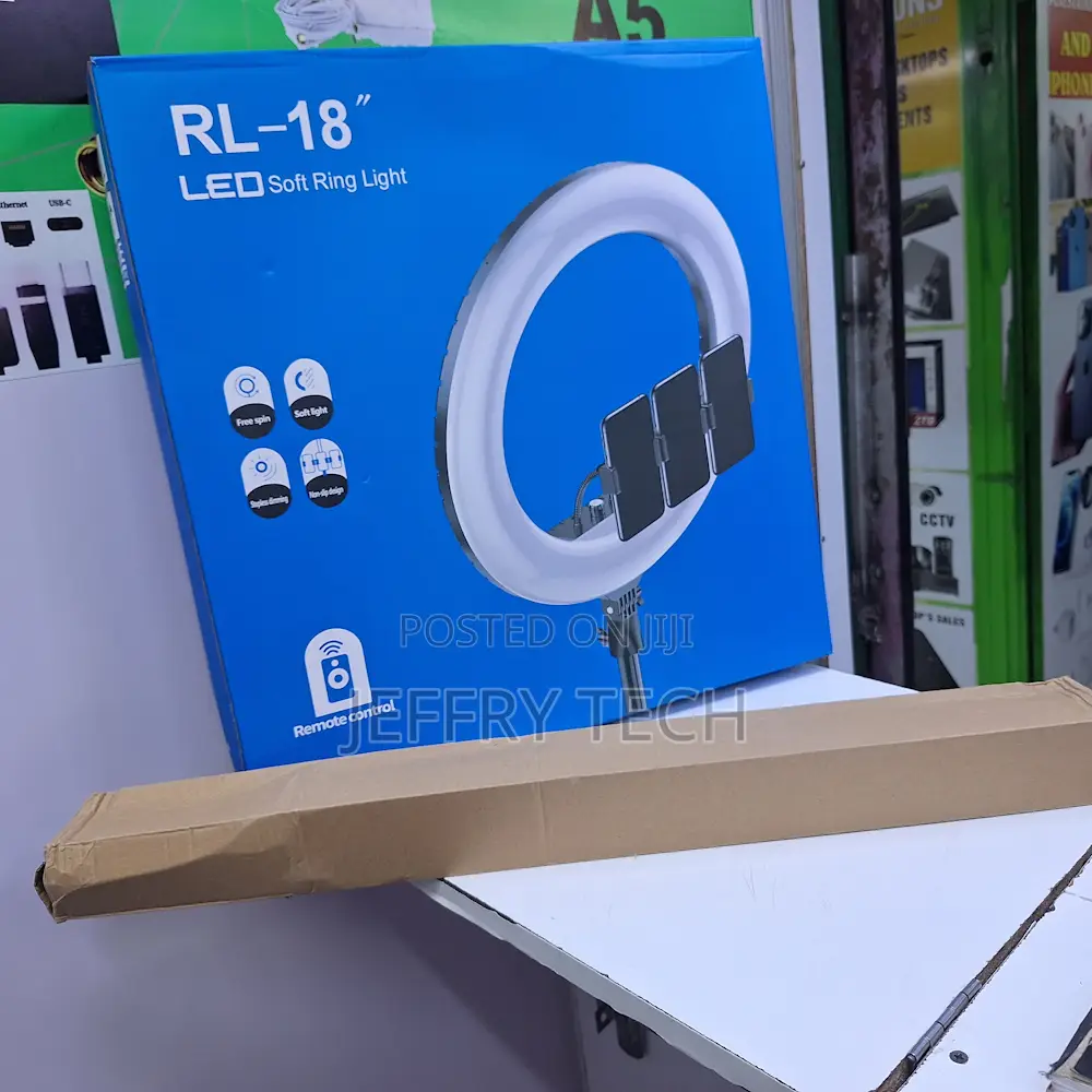 18 Inch 3 Mode Ring Light With 3 Phone Holder Bag, Remote and 2.2m Tri
