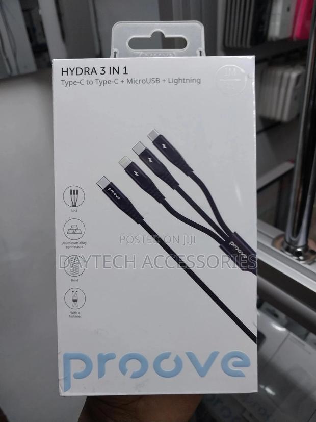 Proove Hydra 3-in-1 Type-C + Micro Usb + Lightning Cable 1m Black