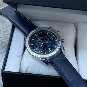 Jungle Green Omega Watch Speedmaster With Leather Strap+ Free Delivery