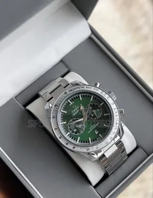 Jungle Green Omega Watch Speedmaster With Leather Strap+ Free Delivery