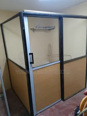 Aluminium, MDF and Glass Partition With a Sliding Door