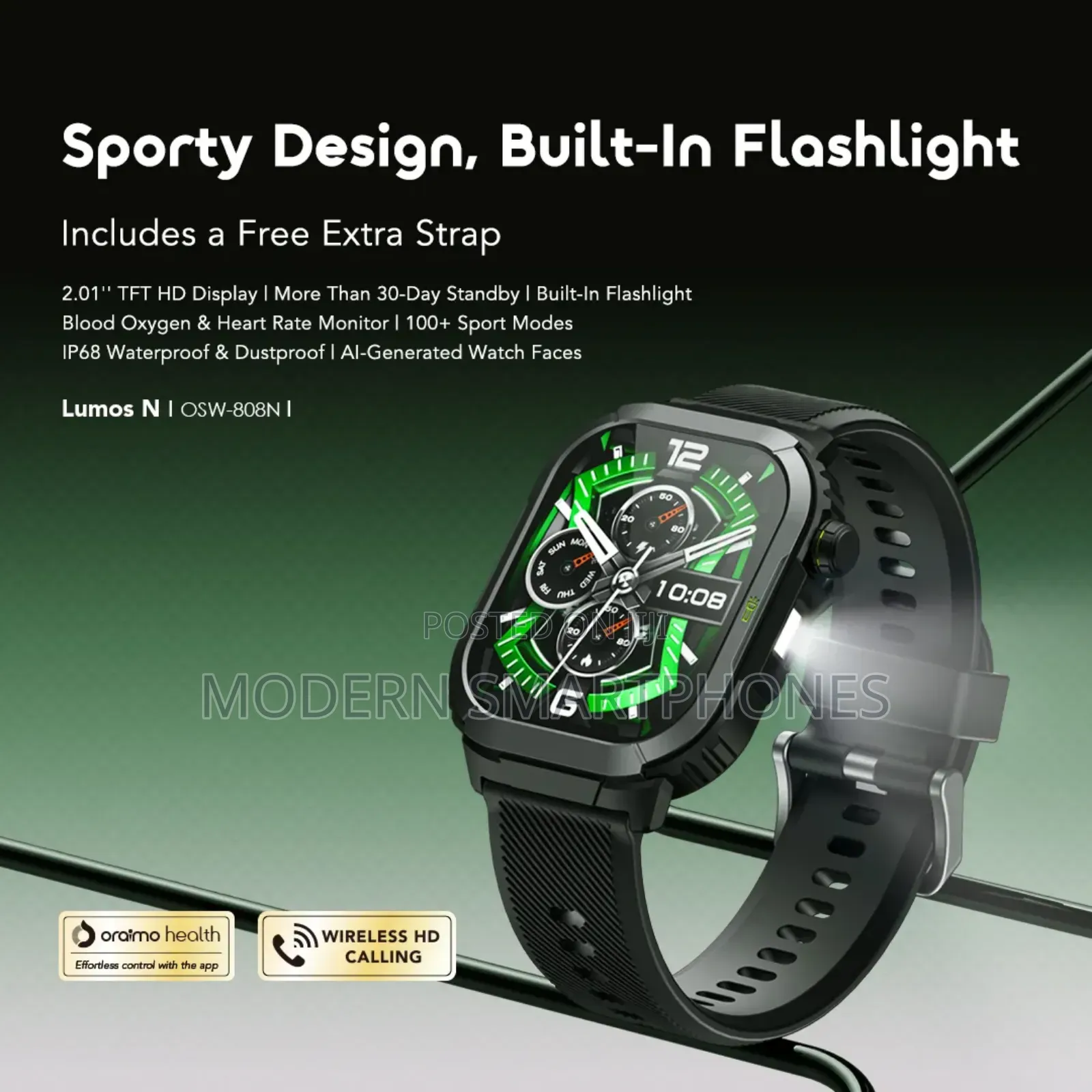 Oraimo Lumos N Smart Watch With 2 Straps