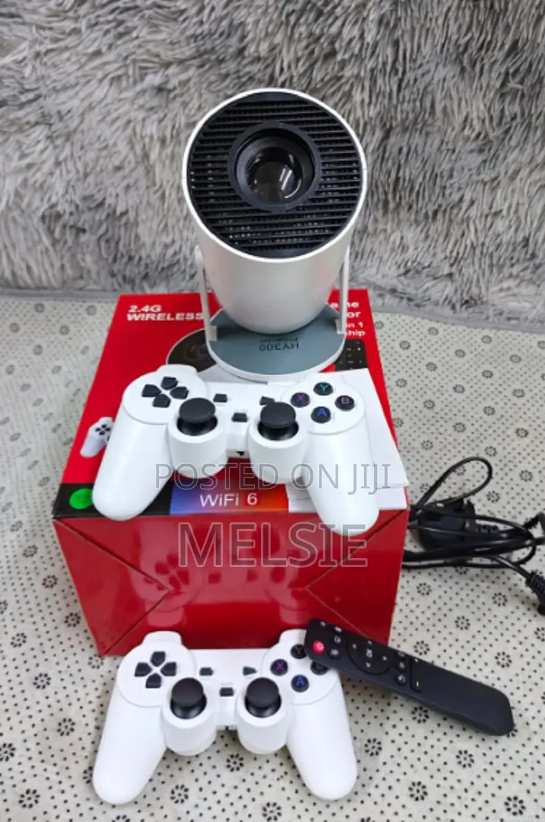 Game Projector Hy300 2in1 Projector With 2 Wireless Game Controllers