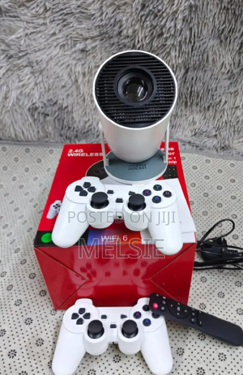 Hy300 2in1 Android 11 Projector With 2 Wireless Game Controllers. . .