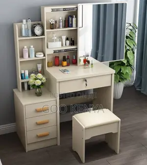 Home Dressing Table; Apartment-Style Vanity Set With Mirror Storage