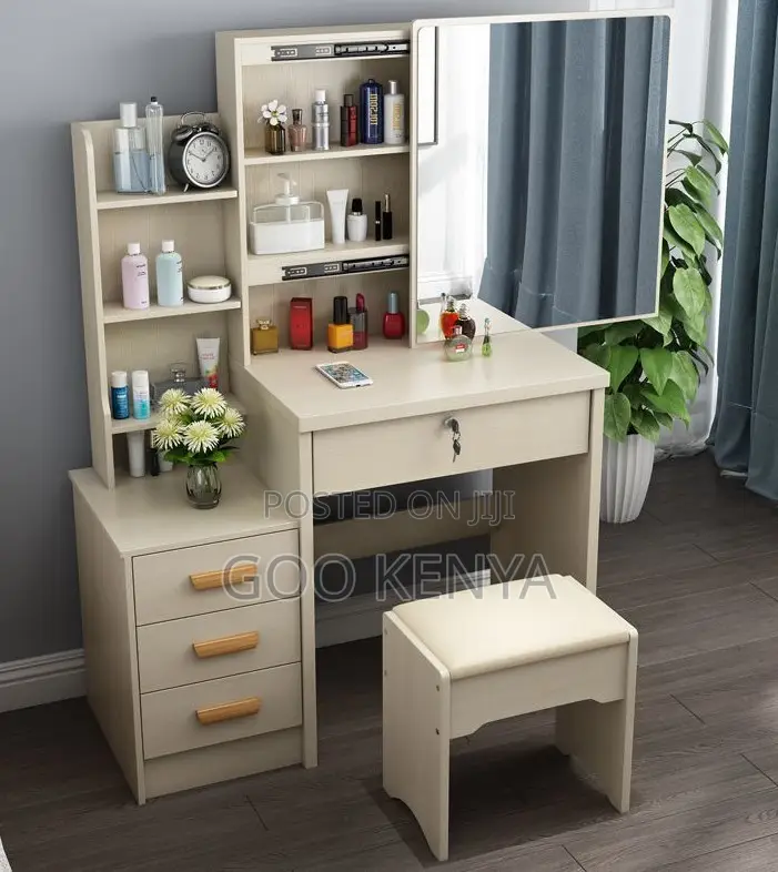 Home Dressing Table; Apartment-Style Vanity Set With Mirror Storage