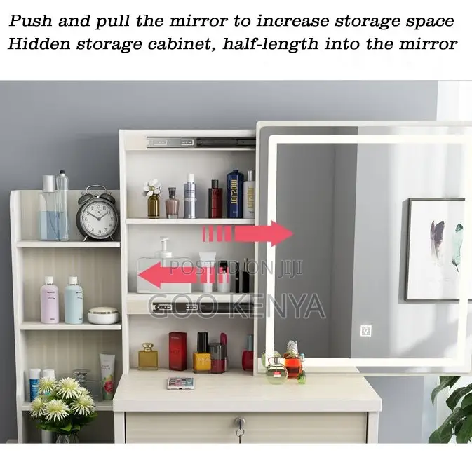 Home Dressing Table; Apartment-Style Vanity Set With Mirror Storage