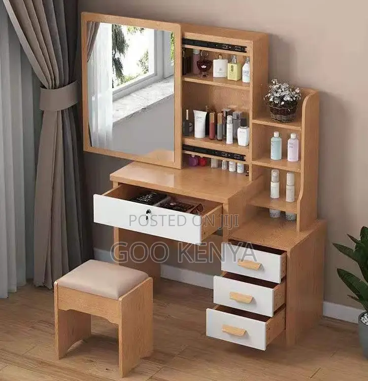 Home Dressing Table; Apartment-Style Vanity Set With Mirror Storage
