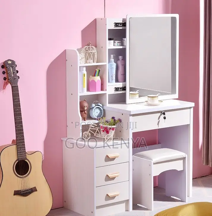 Home Dressing Table; Apartment-Style Vanity Set With Mirror Storage