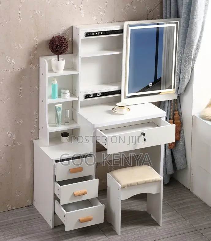 Home Dressing Table; Apartment-Style Vanity Set With Mirror Storage