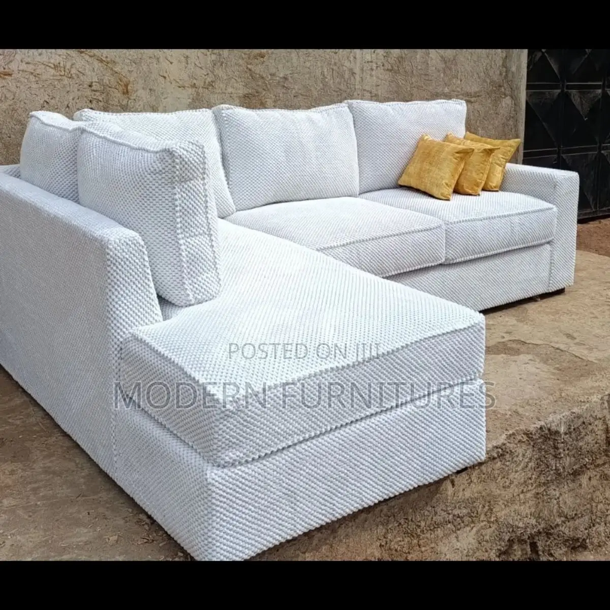 Classic White L Shaped Sofa