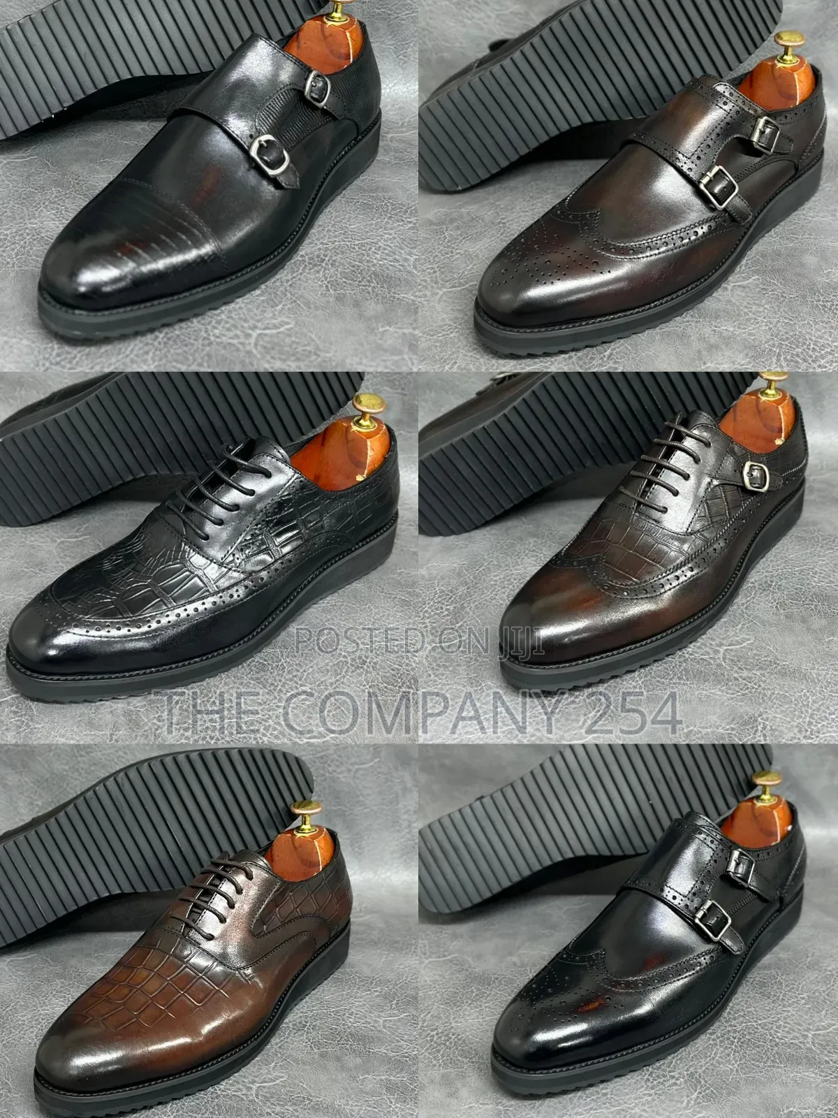 Quality Casual Leather Double Monks Flat Rubber Sole Official Shoes