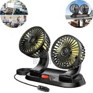 Dual Head Car Fan 360° Rotation Car Auto Air Cooling Fan 12v/';';;
