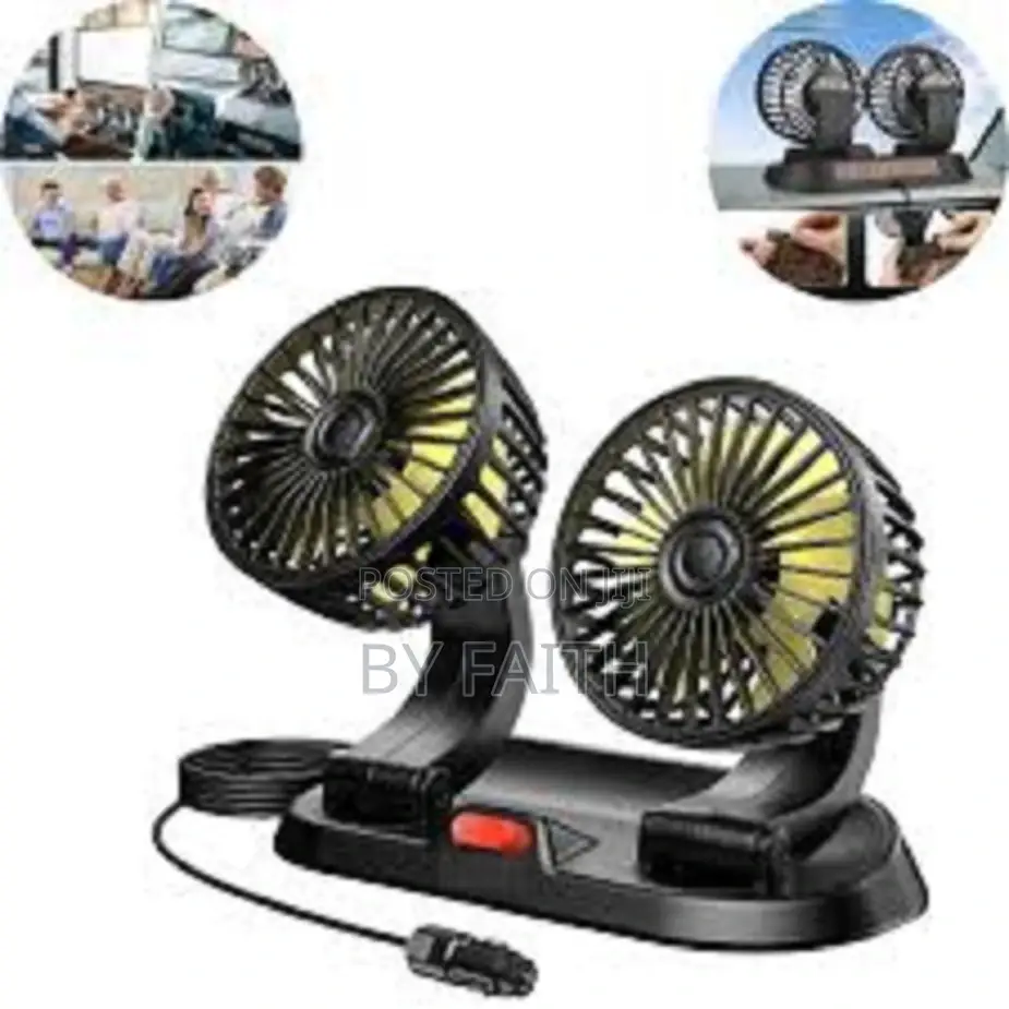 Dual Head Car Fan 360° Rotation Car Auto Air Cooling Fan 12v/';';;
