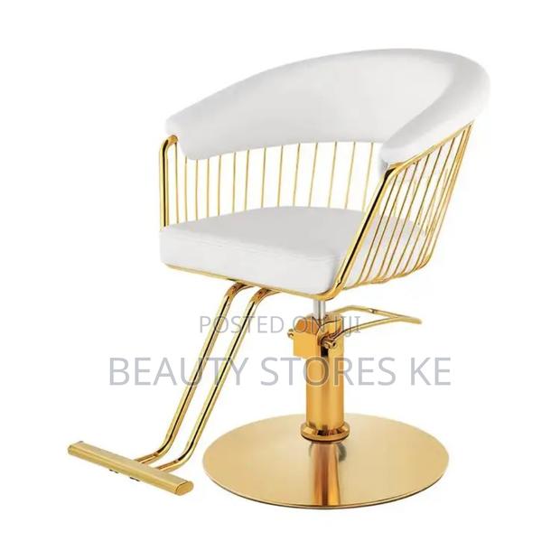 New White Salon Styling Seats (Gold)