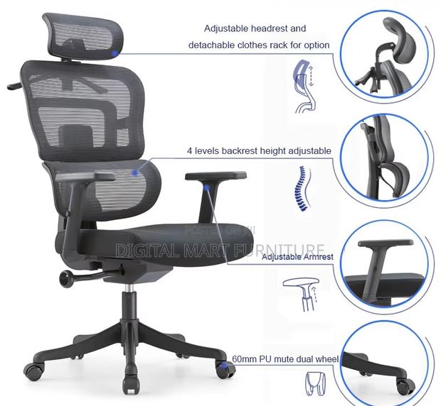 Black Adjustable Orthopedic Seating Chair - thumbnail 9