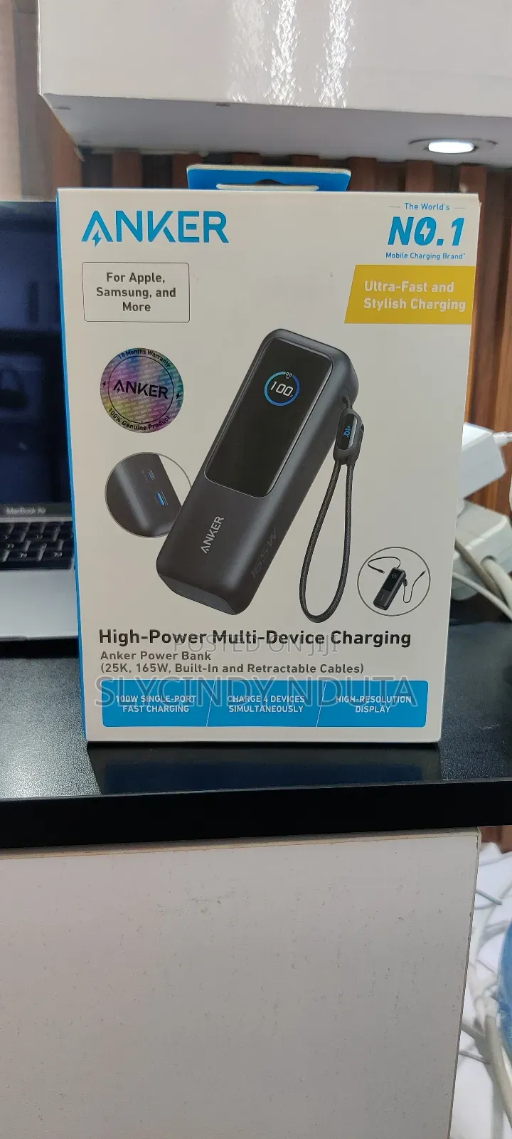 Anker Zolo Power Bank ,165w Built in and Retractable Cable